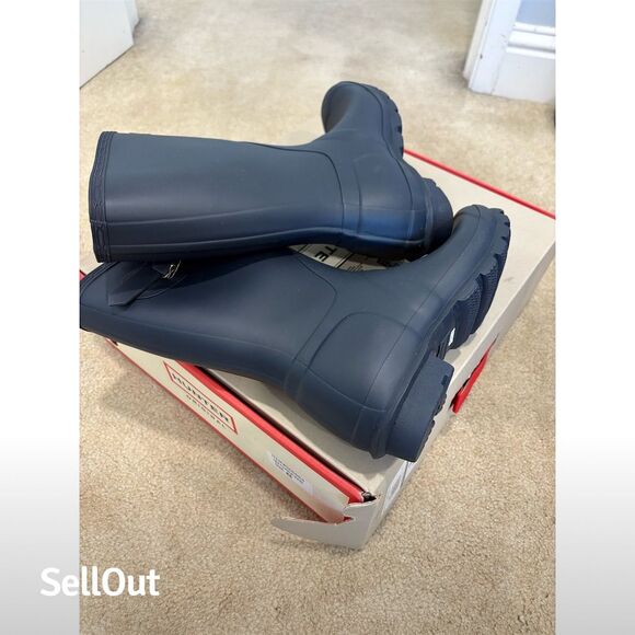 Hunter Women's Short Rain Boots Size 8 Blue Ankle Outdoor Casual - Picture 4 of 5